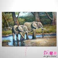 動物王國 大象07 油畫 裝飾品 山水畫 藝...