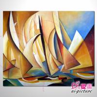 單幅抽象 風之帆 抽象油畫 裝飾品 山水畫品...