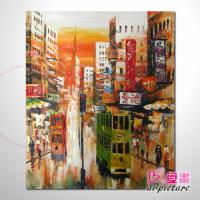 香港夜景01 風景油畫 異國街景風情 對比色調 絕佳氛圍 山水畫 無框畫 裝潢 設計師最愛