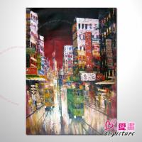 香港夜景02 風景油畫 異國街景風情 對比色調 絕佳氛圍 山水畫 無框畫 裝潢 設計師最愛