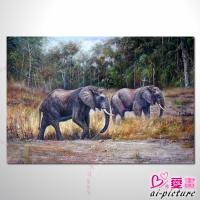 動物王國 大象08 油畫 裝飾品 山水畫 藝...