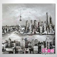上海景03 風景油畫 異國街景風情 黑白灰色調 絕佳氛圍 山水畫 無框畫 裝潢 設計師最愛