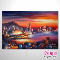 香港街景17 風景油畫 異國街景風情 對比色調 絕佳氛圍 山水畫 無框畫 裝潢 設計師最愛