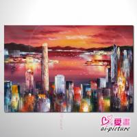香港街景18 風景油畫 異國街景風情 對比色調 絕佳氛圍 山水畫 無框畫 裝潢 設計師最愛