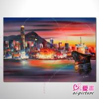 香港街景19 風景油畫 異國街景風情 對比色調 絕佳氛圍 山水畫 無框畫 裝潢 設計師最愛