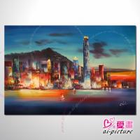 香港街景20 風景油畫 異國街景風情 對比色...
