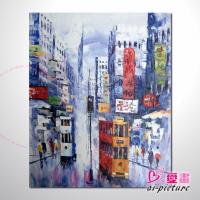香港街景11 風景油畫 異國街景風情 對比色調 絕佳氛圍 山水畫 無框畫 裝潢 設計師最愛