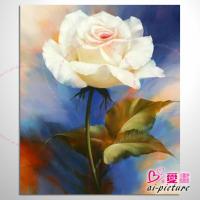 典雅單幅花卉 C219 白玫瑰 油畫 裝飾品...